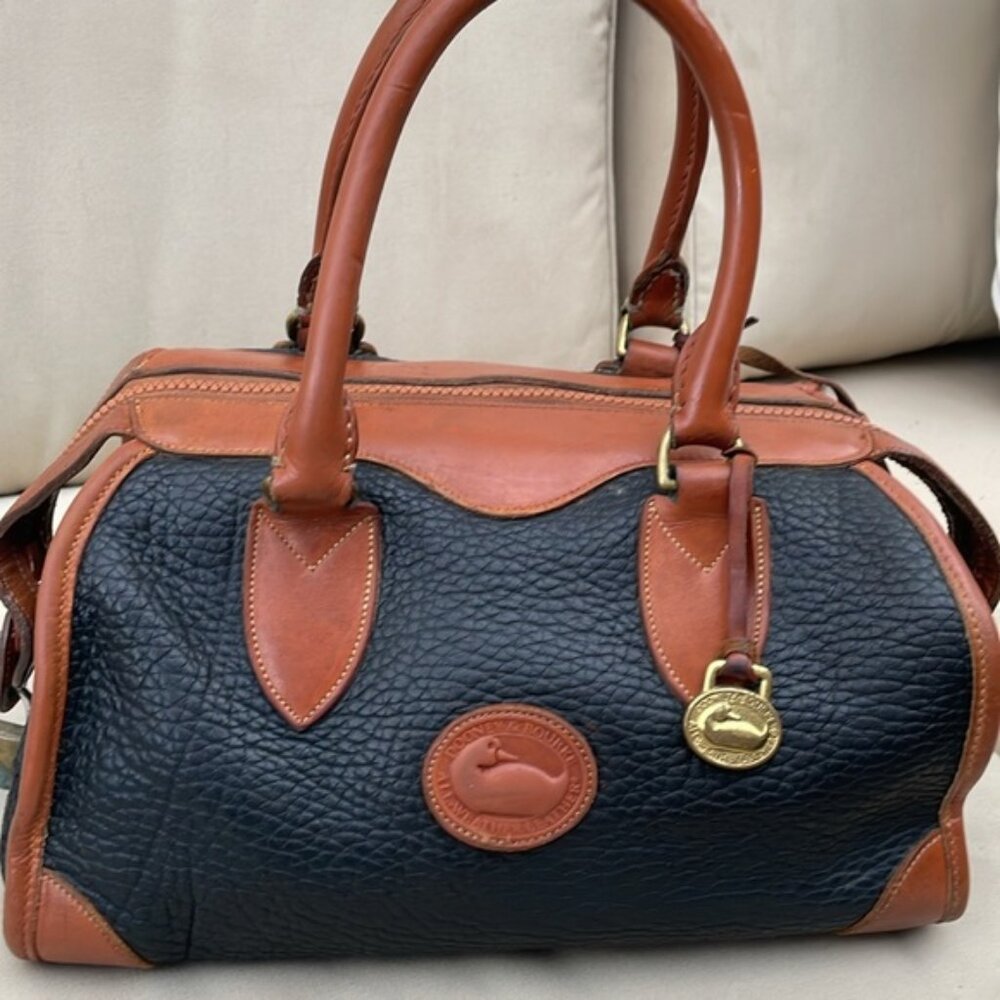 Dooney and Bourke Vintage 1981 Black & Brown Leather Satchel Bag